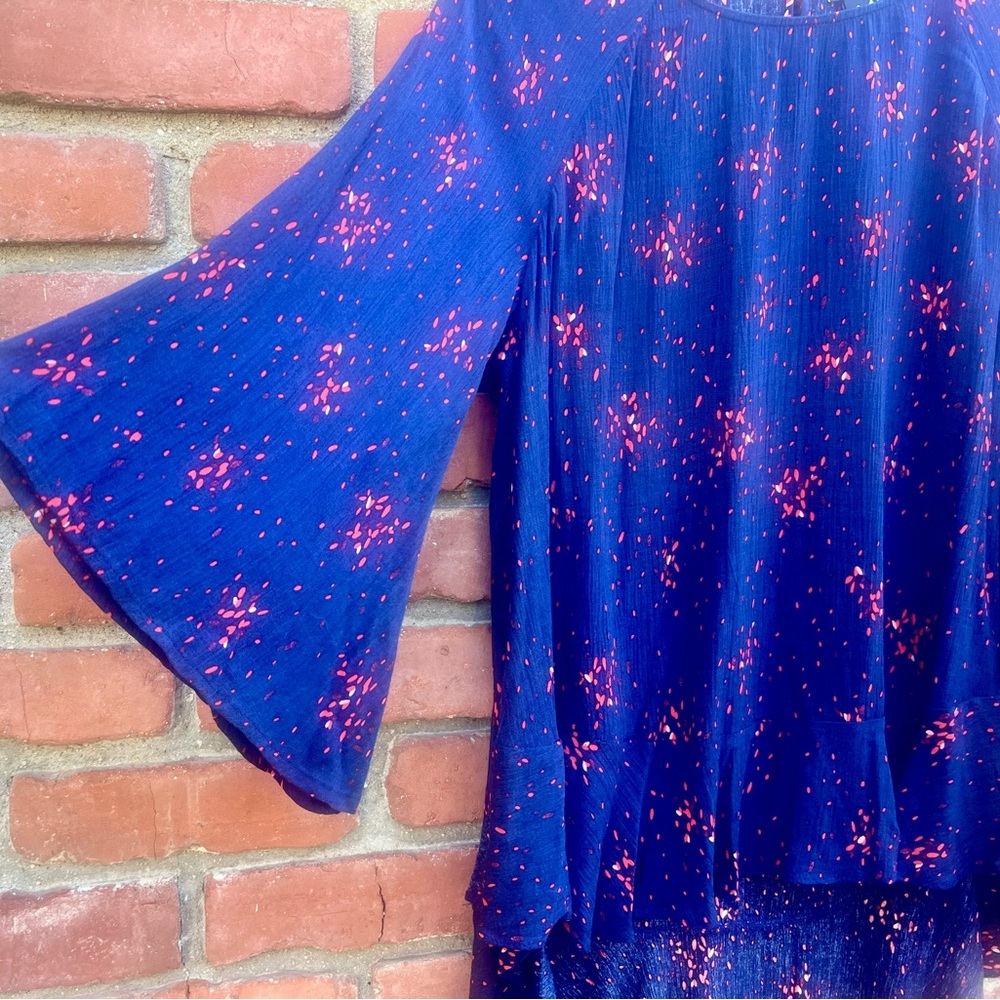 Blue Bell Sleeve Boho Top